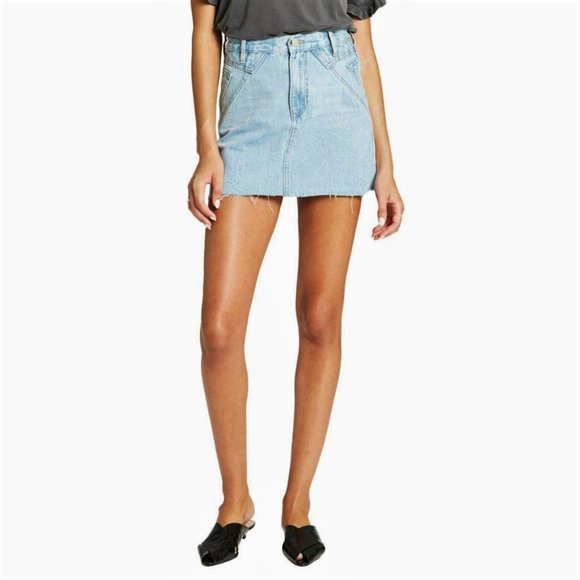 NWT DEAR JOHN Quinn Raw Hem Denim Mini Skirt - Picture 2 of 7